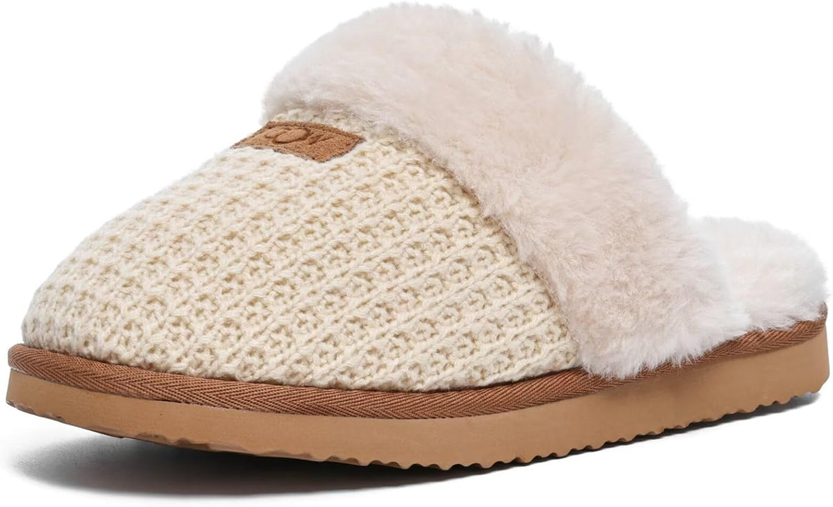 Women's Cozy Fuzzy House Slippers - Memory Foam Insole and Wide Width Sizing for Indoor Wear - 9