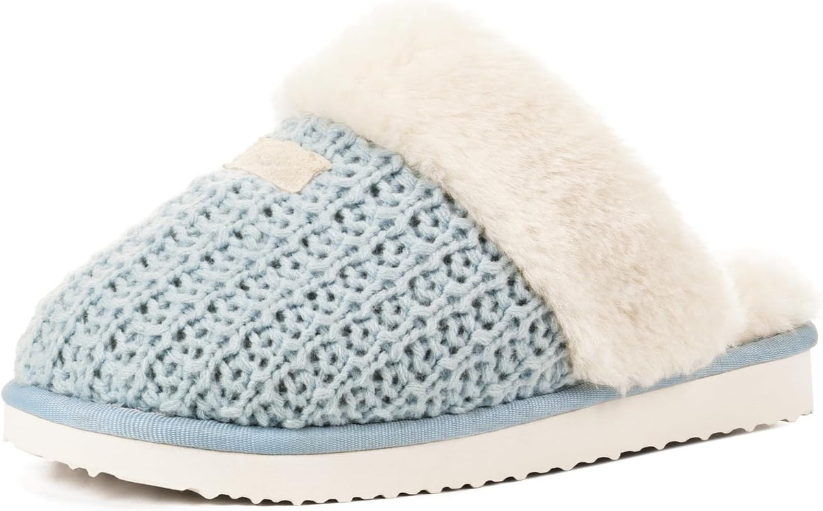 Women's Cozy Fuzzy House Slippers - Memory Foam Insole and Wide Width Sizing for Indoor Wear - 9 Wide