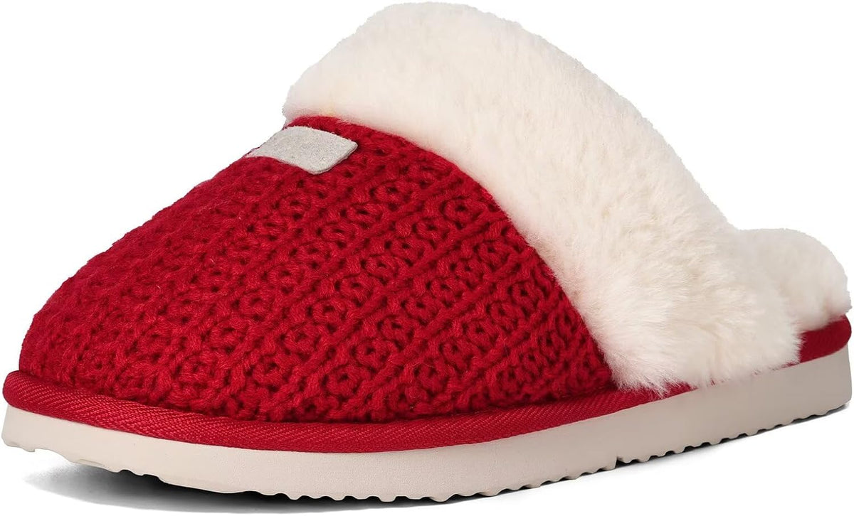 Women's Cozy Fuzzy House Slippers - Memory Foam Insole and Wide Width Sizing for Indoor Wear - 9