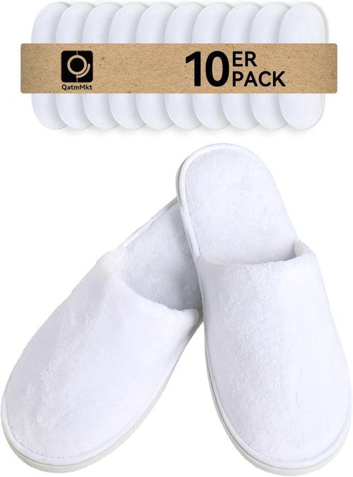 Unisex Guest Slippers 10 Pair Pack - One Size, Individually Wrapped and Washable for Home, Hotel and Spa - Black