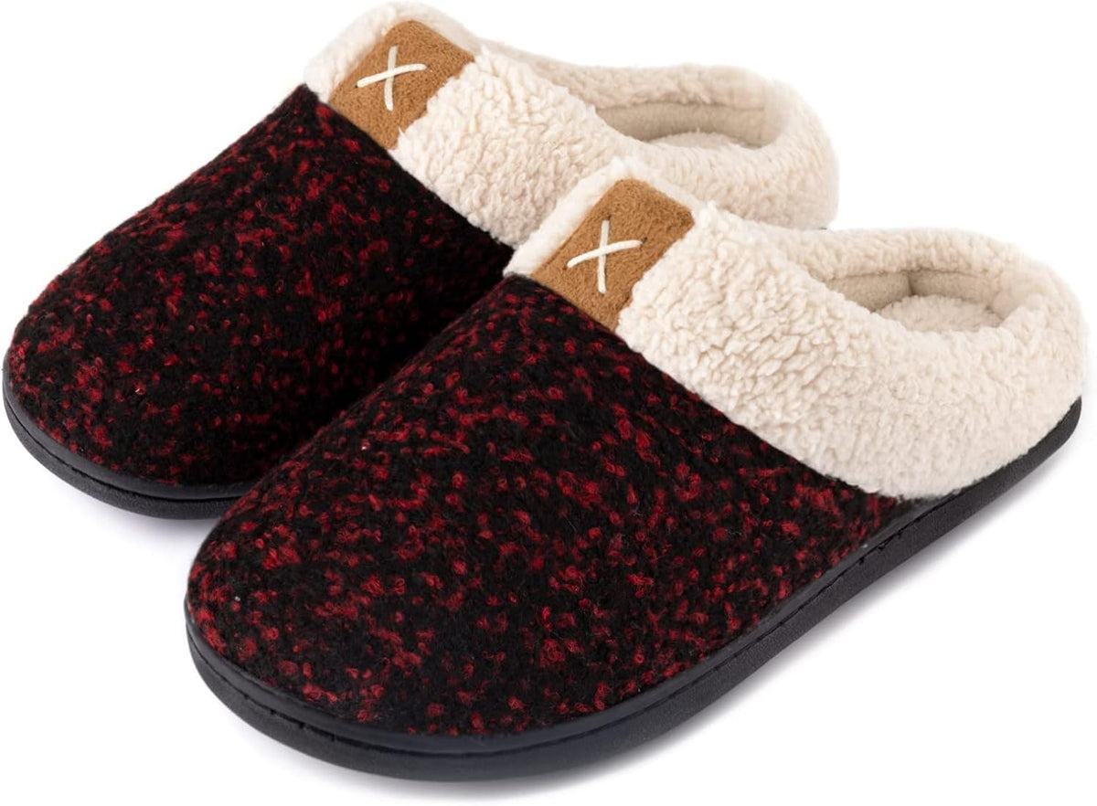 Women's Fleece Lined Indoor Outdoor Slippers - Multi Layer Memory Foam Cushion and Durable Non Slip Sole - 8