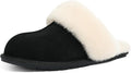 Women's Genuine Suede Scuff Slippers - Fleece Lining and Memory Foam Heel for Bedroom and Outdoor Wear - 6
