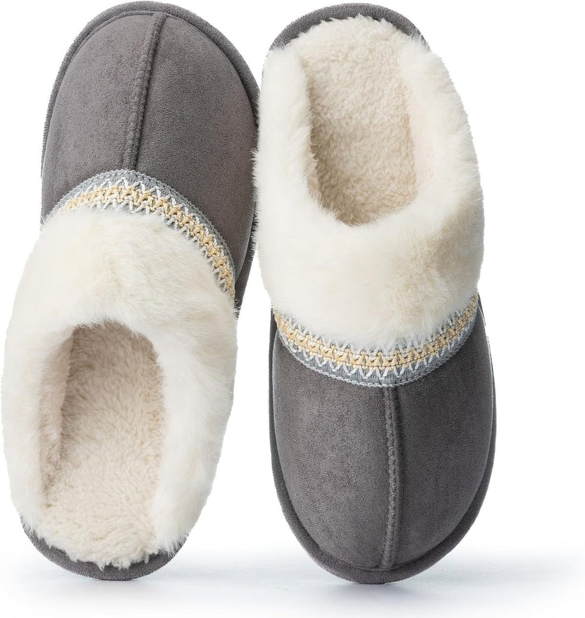 Women's Fluffy Faux Fur Slippers in Plush Grey
