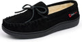 Women's Genuine Suede Moccasin Slippers - Faux Shearling Lining, Memory Foam Insole and Anti Slip Rubber Sole - 6