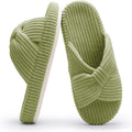 Women's Corduroy Bow Crossband Slippers - Memory Foam Insole, Soft House Shoes for Bedroom and Lounging - 8
