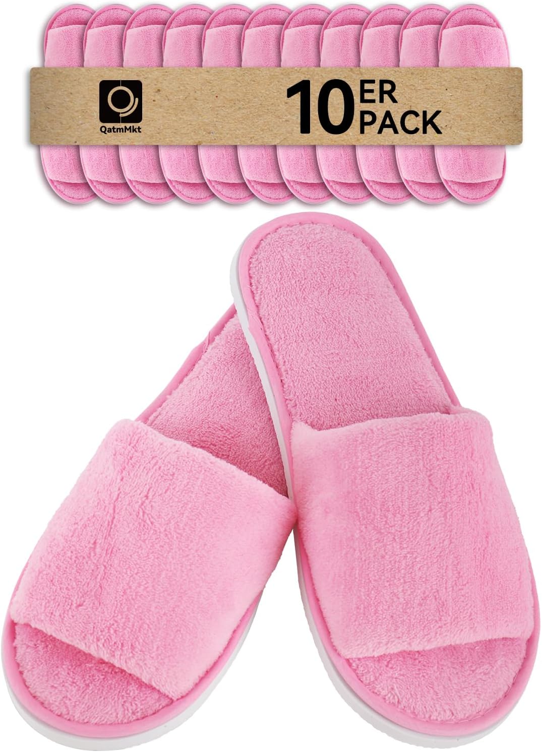 Unisex Guest Slippers 10 Pair Pack - One Size, Individually Wrapped and Washable for Home, Hotel and Spa - Grey