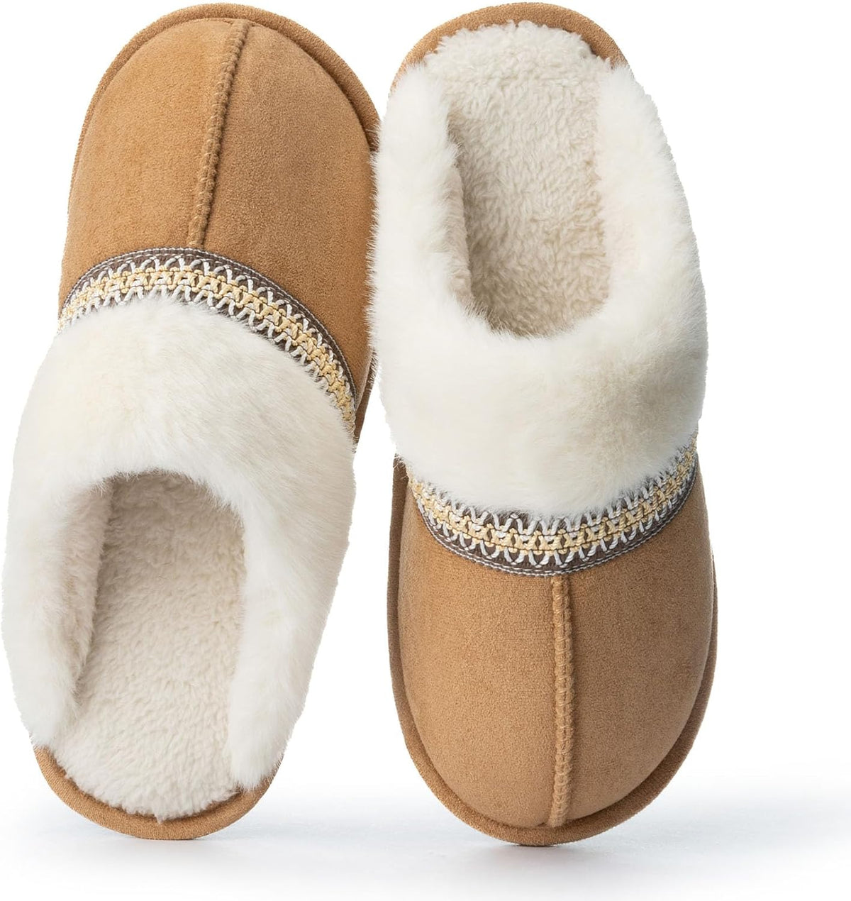 Women's Fluffy Faux Fur Slippers in Light Chestnut