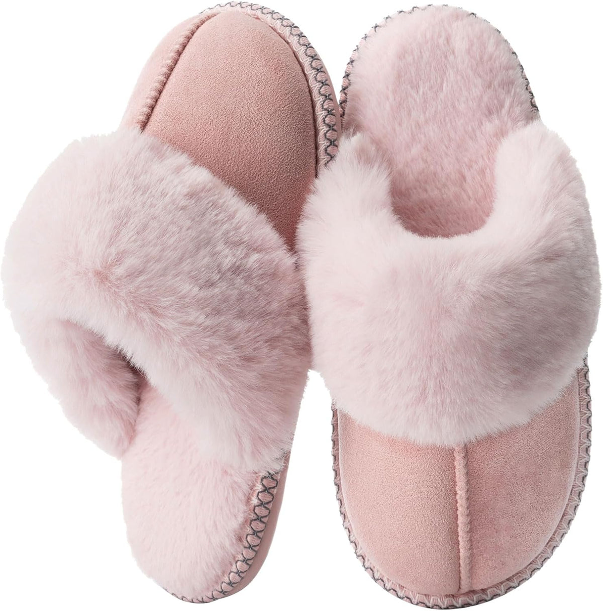 Women's Fluffy Faux Fur Slippers in Pink