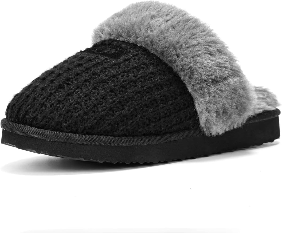 Women's Cozy Fuzzy House Slippers - Memory Foam Insole and Wide Width Sizing for Indoor Wear - 9