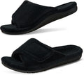Women's Fuzzy Adjustable Slides - Contoured Arch Support Footbed and Faux Fur Upper for Home Wear - 6