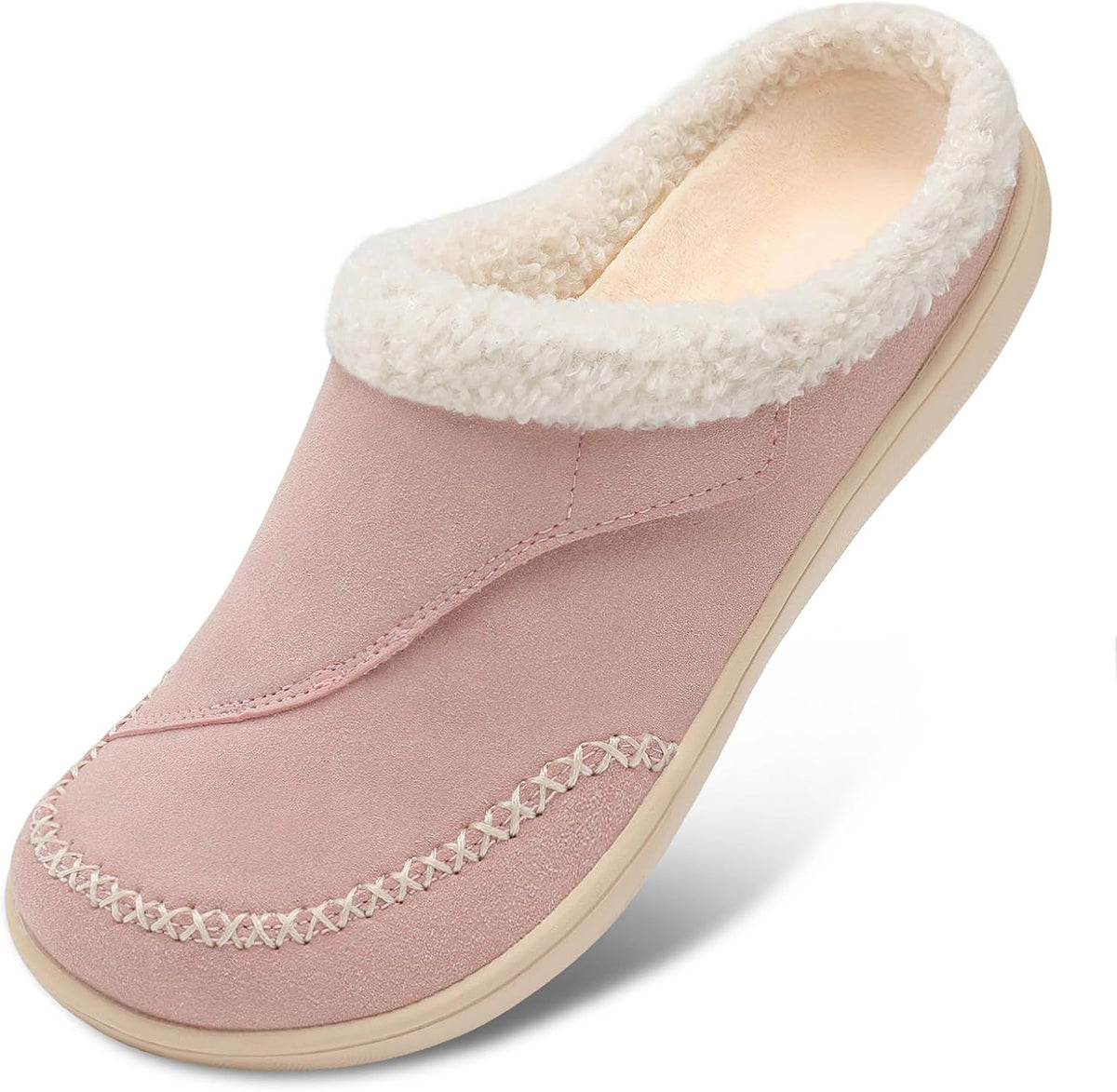 Women's Wide Toe Box Adjustable Slippers - Hook and Loop Closure, Memory Foam Insole and Plush Lining - 6 Wide