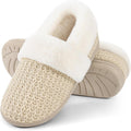 Women's Knit Closed Back Slippers - Faux Lamb Wool Lining, Memory Foam and Non Slip Rubber Sole - 7.5
