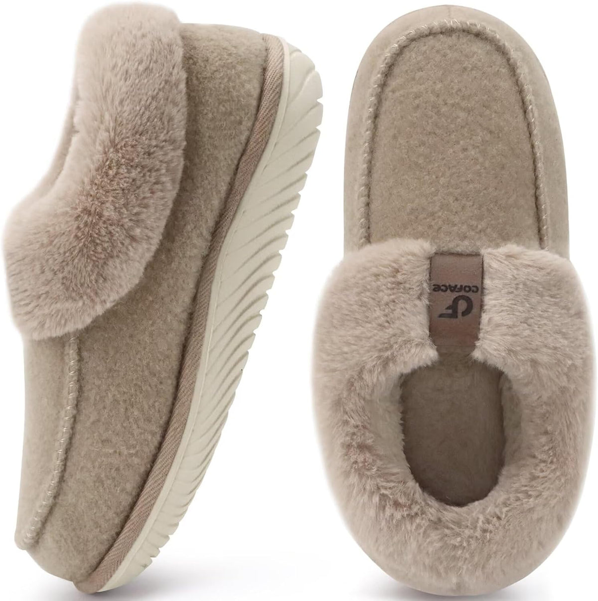 Women's Moccasin House Slippers in Beige Yellow