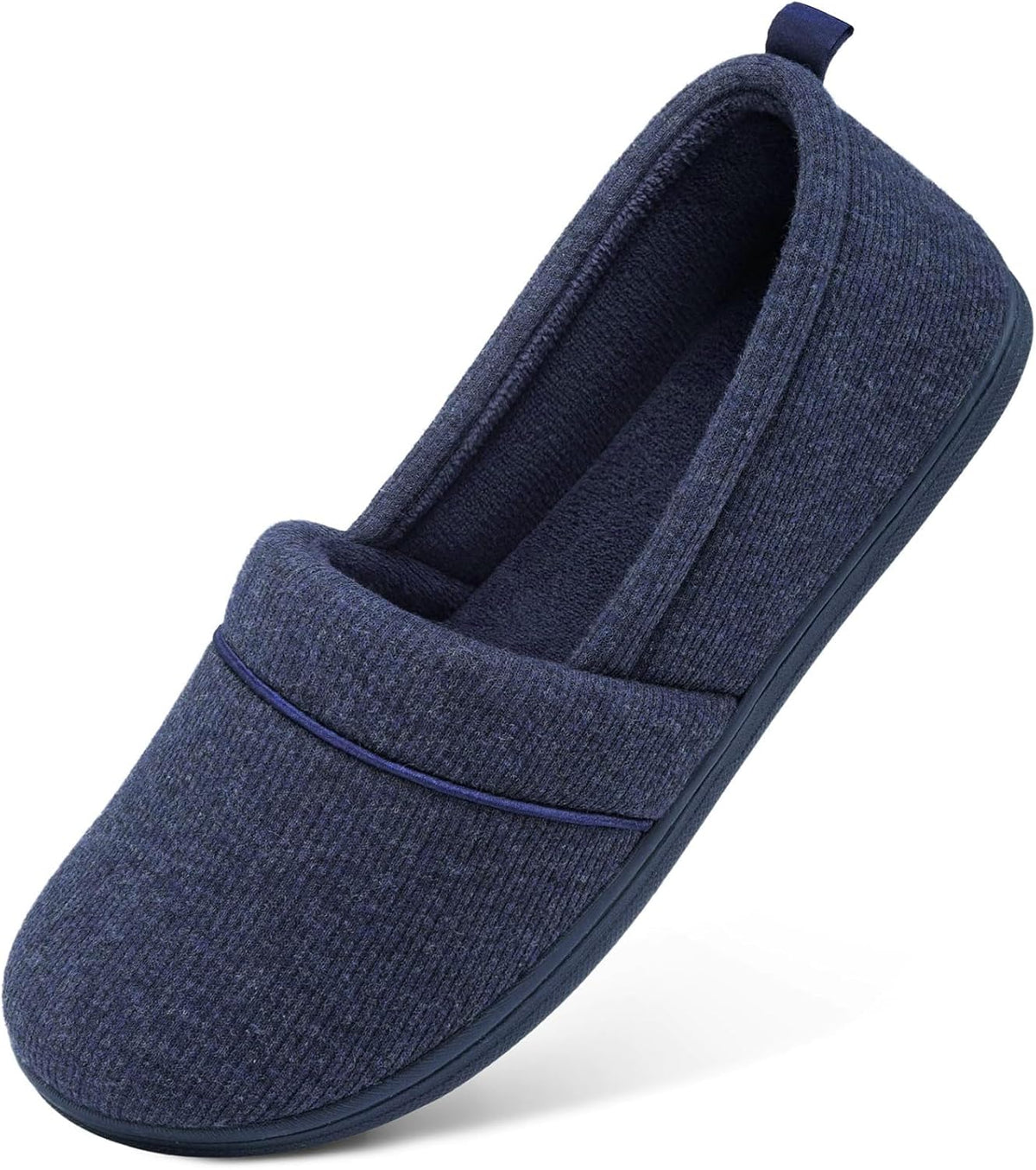 Women's Terry Lined Loafer Slippers in Navy Blue