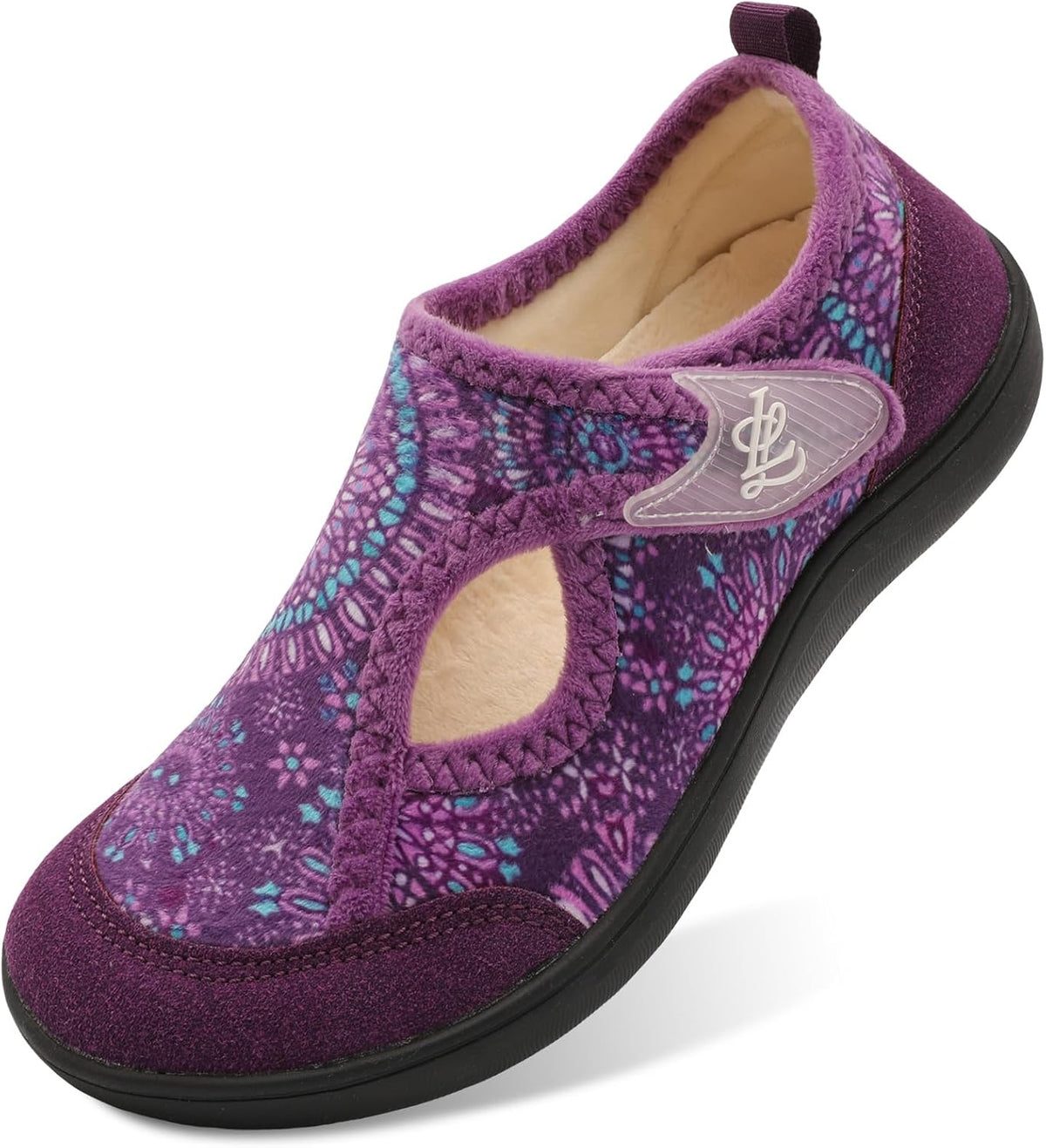 Women's Wide Adjustable House Shoes in Purple
