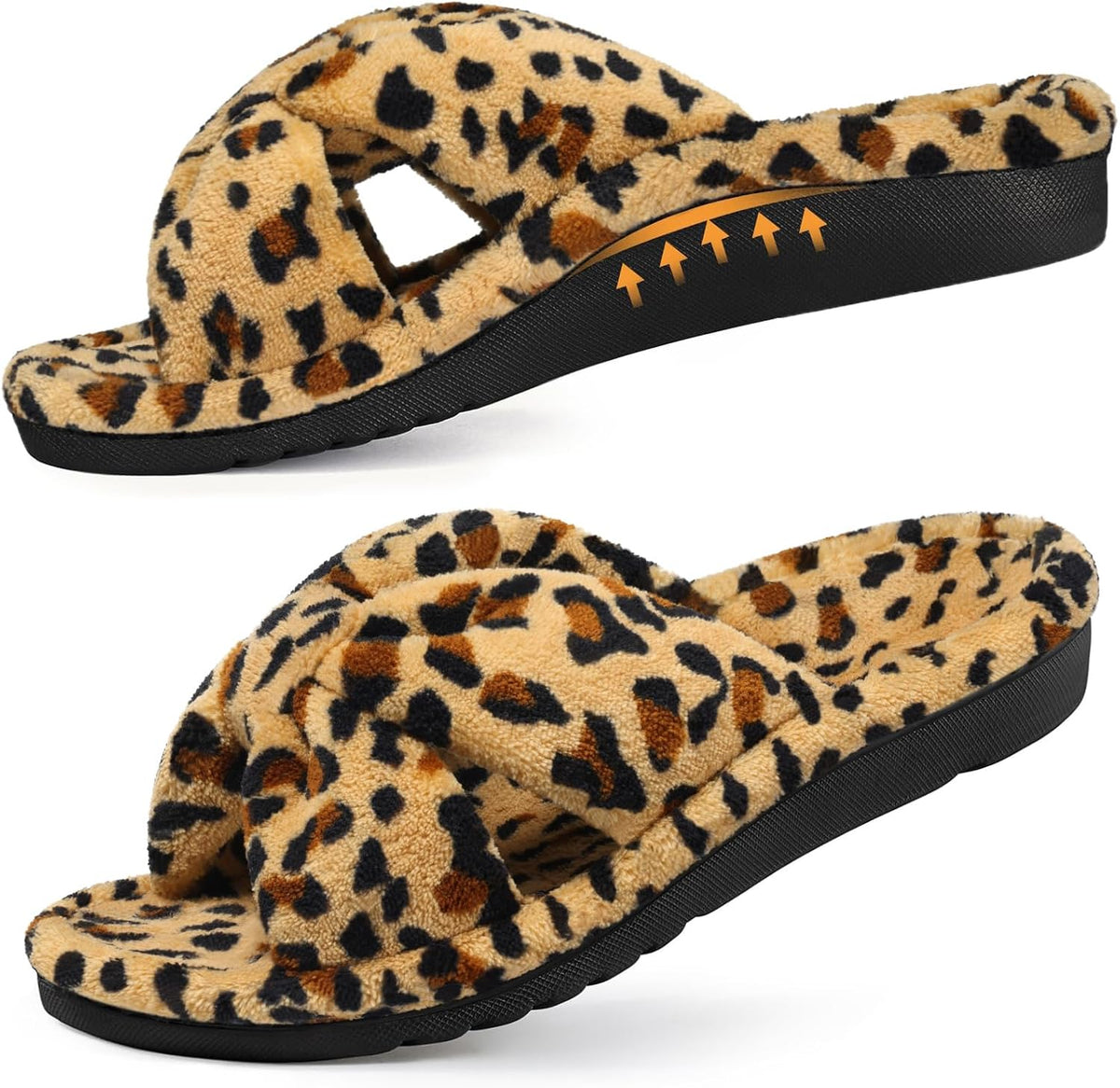 Women's Corduroy Cross Bow Slippers - Contoured Arch Support, Memory Foam and Non Slip Indoor Sole - 6