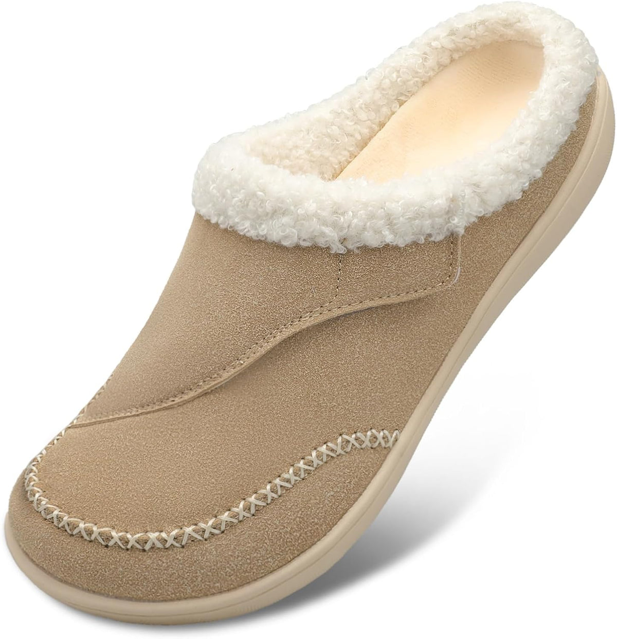 Women's Wide Toe Box Adjustable Slippers in Apricot