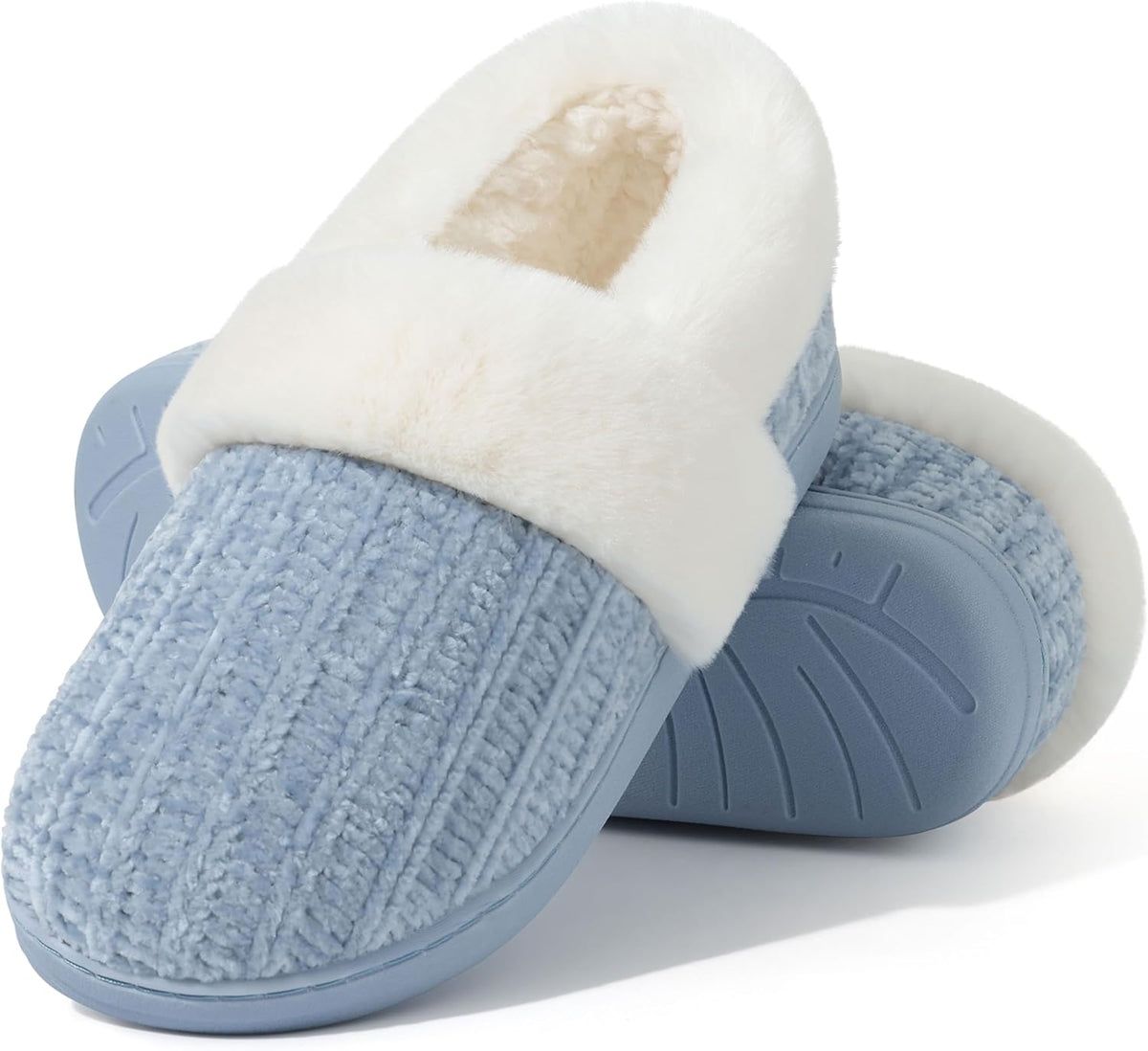 Women's Knit Closed Back Slippers in Blue