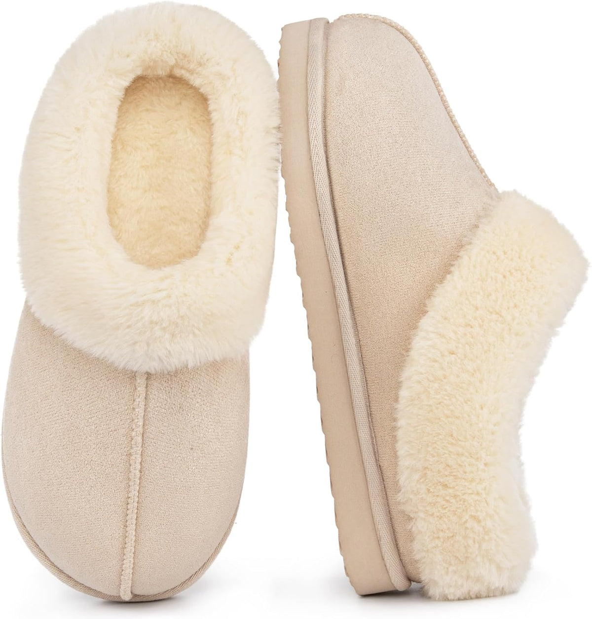 Women's Fuzzy Slip On Clog Slippers in Sand