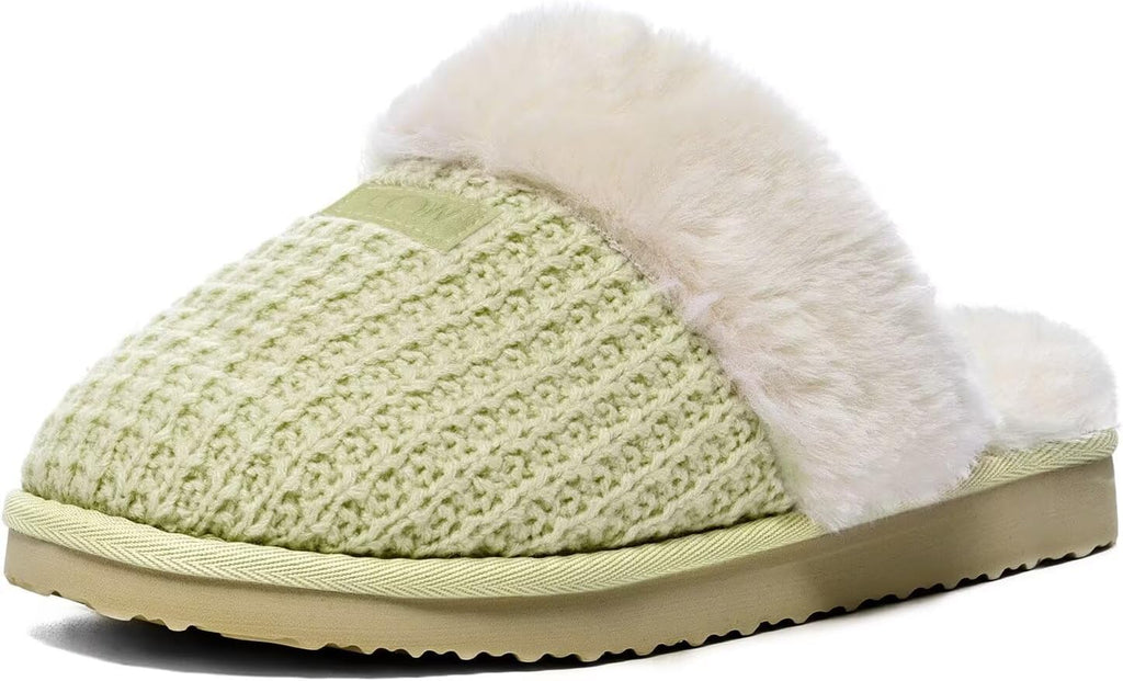 Women's Cozy Fuzzy House Slippers - Memory Foam Insole and Wide Width Sizing for Indoor Wear - 9