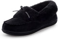 Women's Microsuede Moccasin Slippers - Faux Fur Lining, Memory Foam Insole and Indoor Outdoor Non Slip Sole - 6