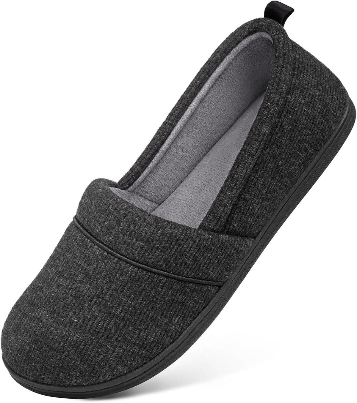 Women's Terry Lined Loafer Slippers - Memory Foam Insole, Rubber Sole and Machine Washable House Shoes - 6
