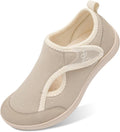 Women's Wide Adjustable House Shoes - Cotton Upper, Hook and Loop Closure and Plush Warm Lining - 6 Wide