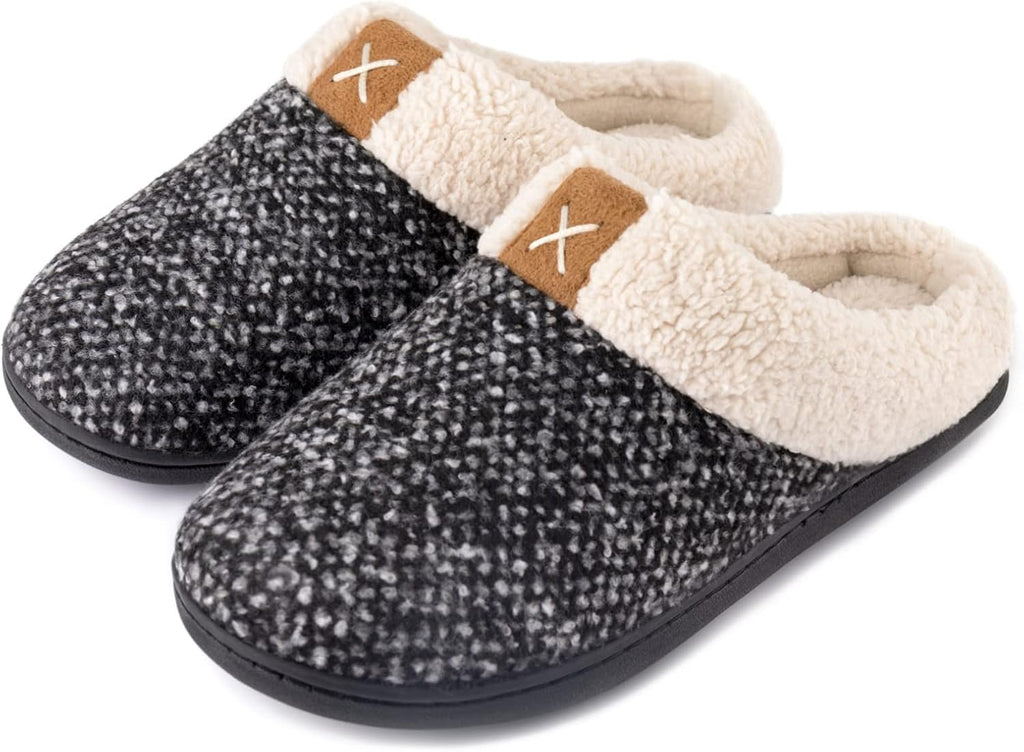 Women's Fleece Lined Indoor Outdoor Slippers - Multi Layer Memory Foam Cushion and Durable Non Slip Sole - 10