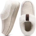 Women's Moccasin House Slippers - Faux Fur Collar, Memory Foam Arch Support and Rubber Sole for Indoor Outdoor - 6