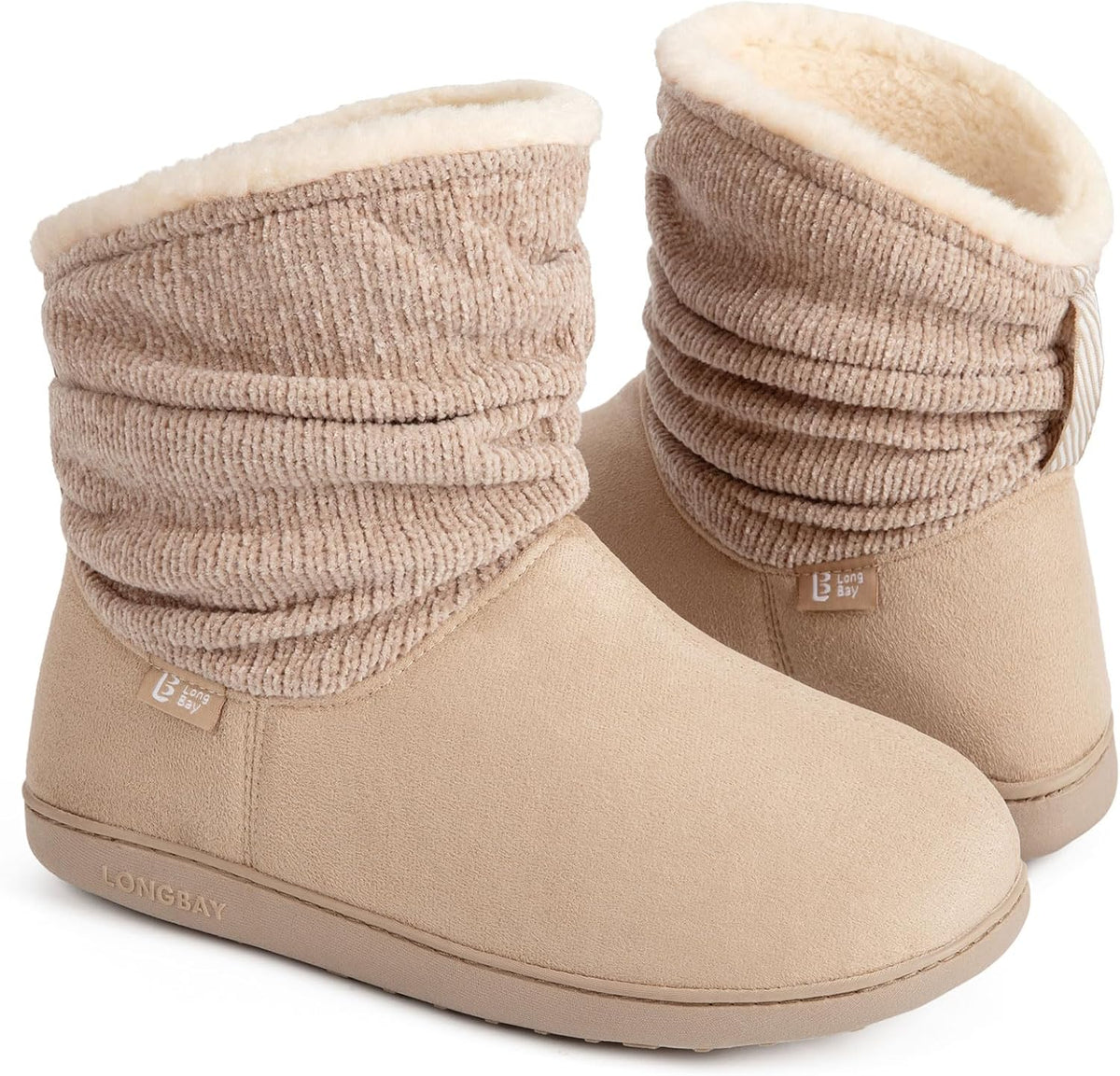 Women's Ankle High Slipper Boots - Chenille Knit and Micro Suede Upper, Faux Fur Lining and Memory Foam - 8