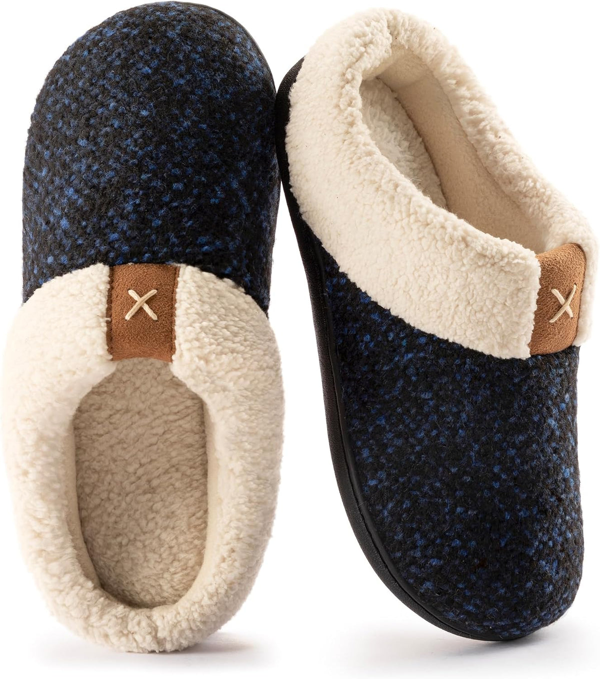 Women's Fleece Lined Indoor Outdoor Slippers in Dark Blue