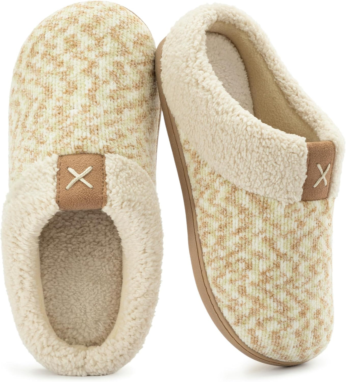 Women's Fleece Lined Indoor Outdoor Slippers in Beige