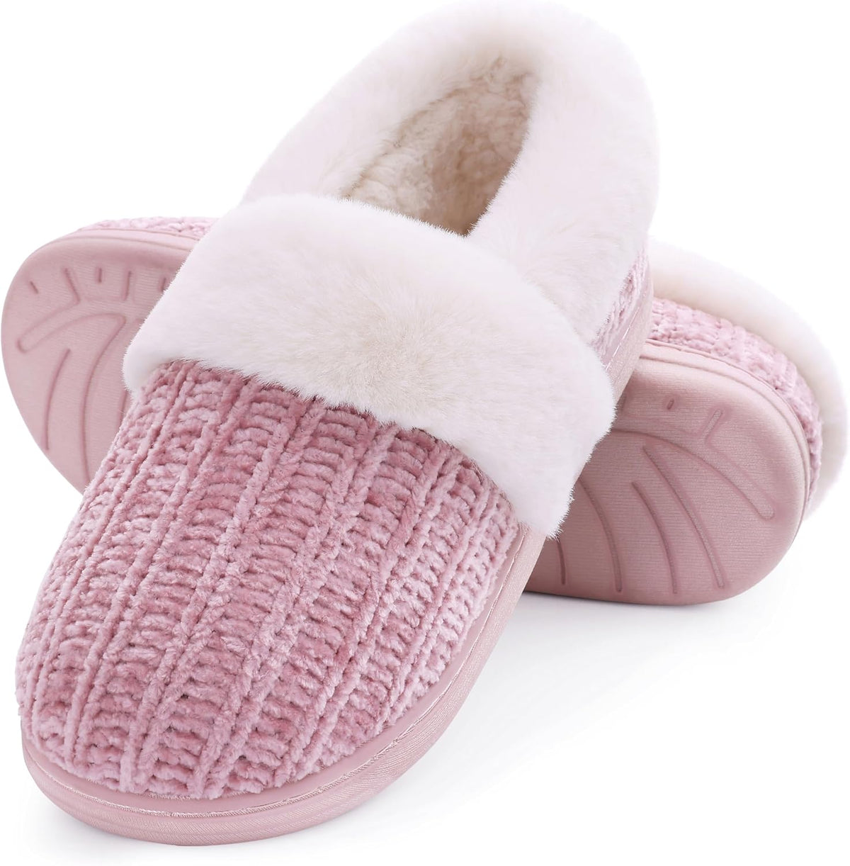 Women's Knit Closed Back Slippers in Pink