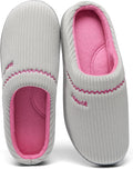 Women's Embroidered Two Tone House Slippers - Memory Foam Arch Support and Non Slip Sole for Home Wear - 6.5