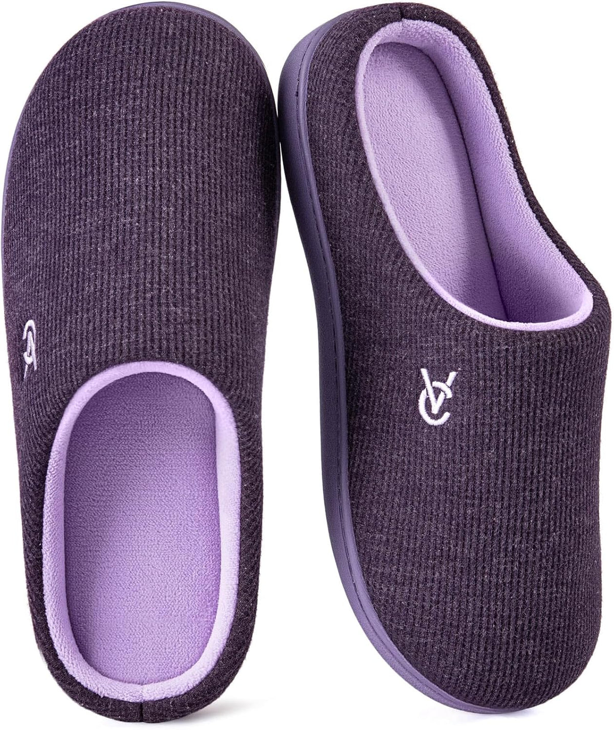 Women's Two Tone Knit Slippers in Evening Lilac