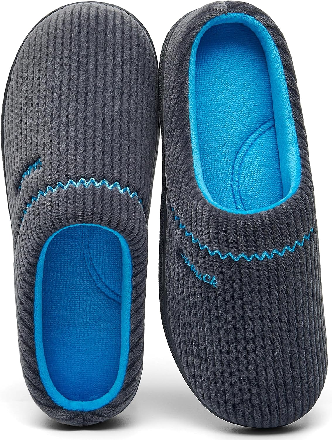 Women's Embroidered Two Tone House Slippers in Grey