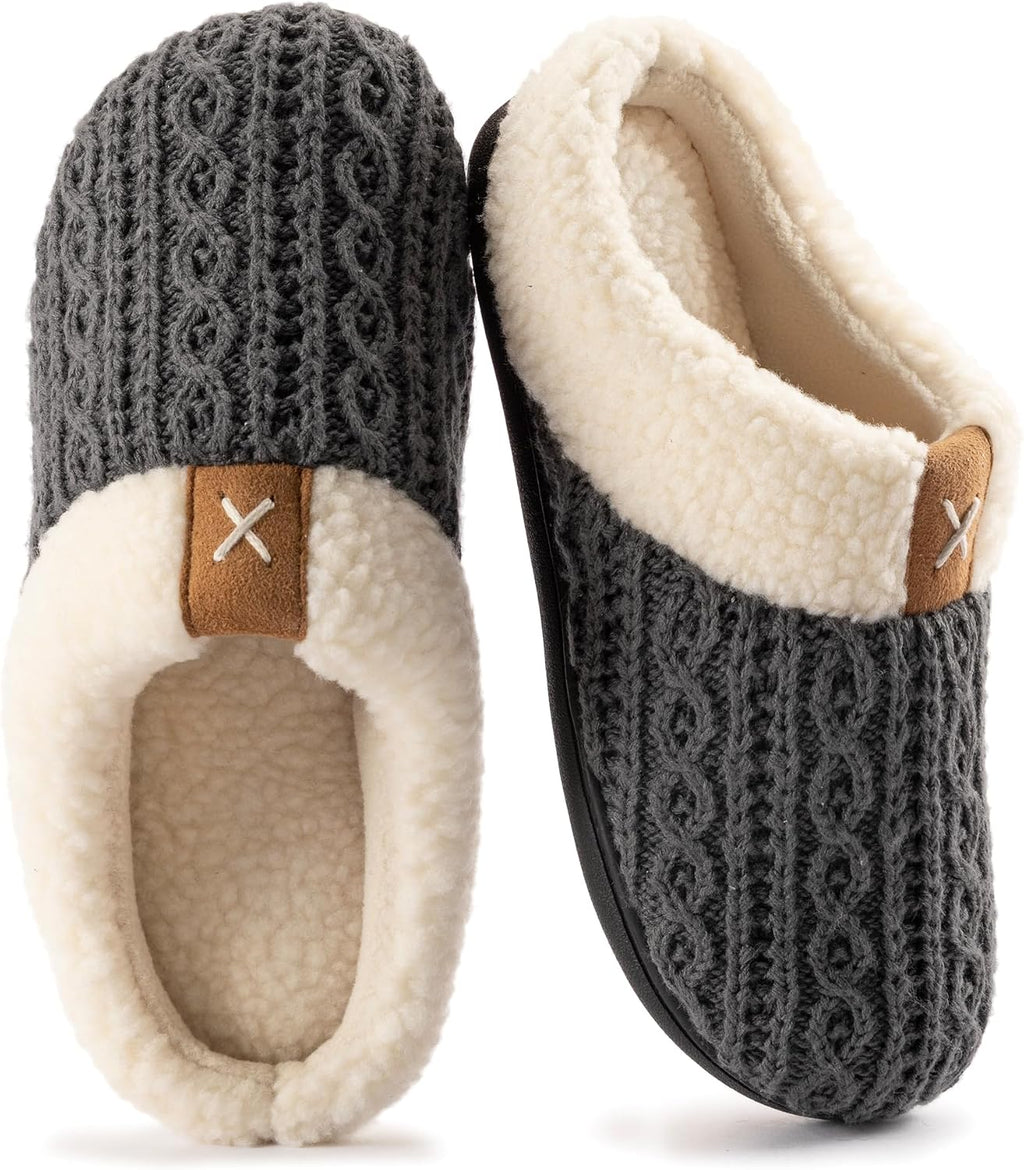 Women's Fleece Lined Indoor Outdoor Slippers - Multi Layer Memory Foam Cushion and Durable Non Slip Sole - 8