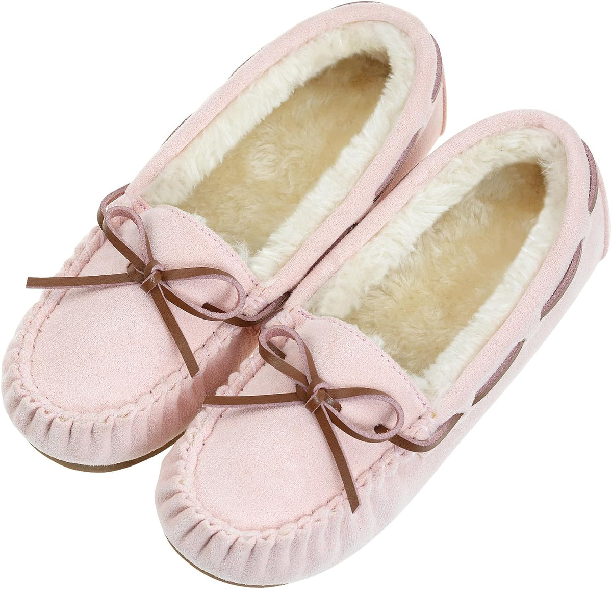 Women's Micro Suede Moccasin Slippers in Pink
