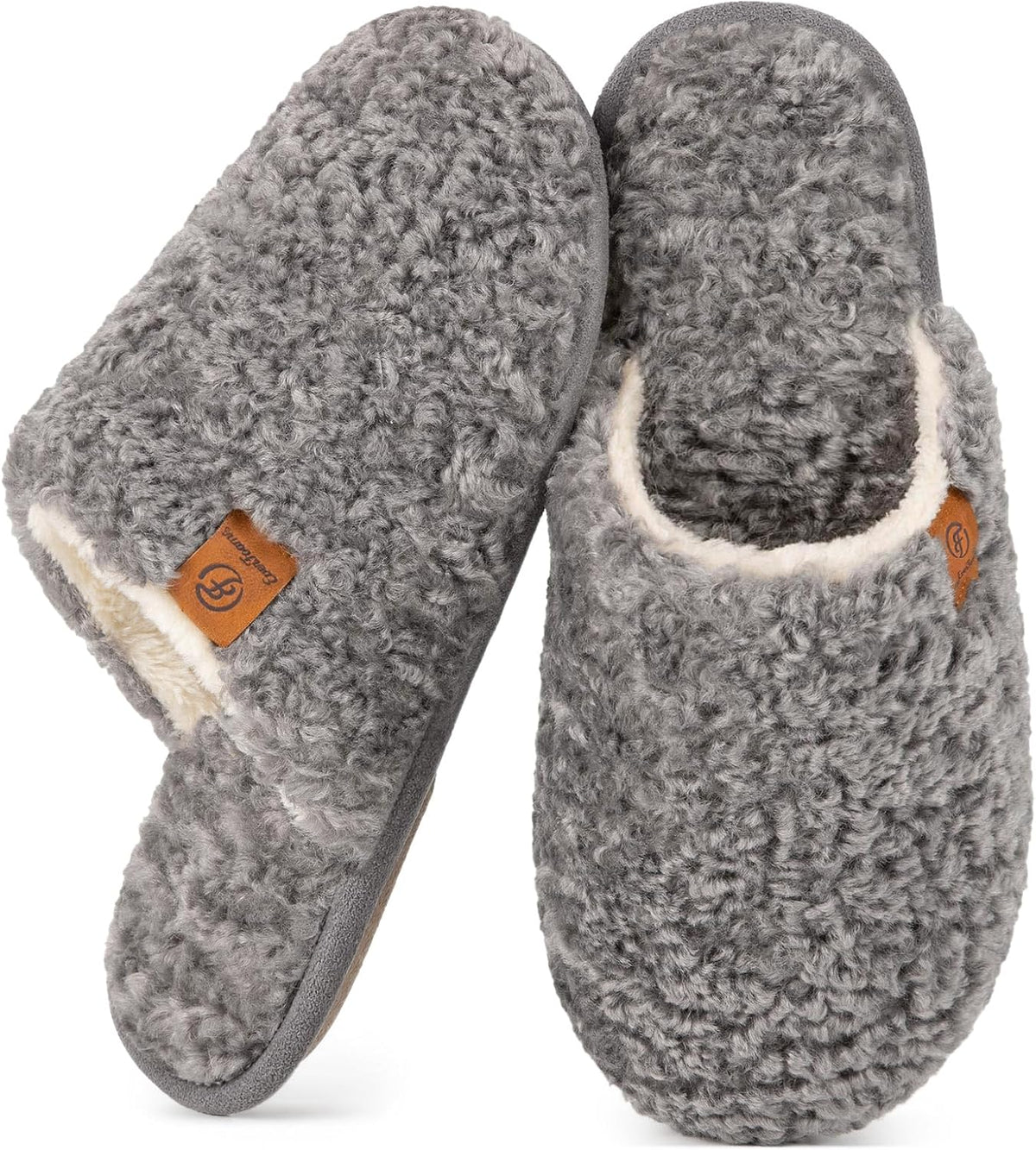 Women's Fuzzy House Slippers in Oxford Gray