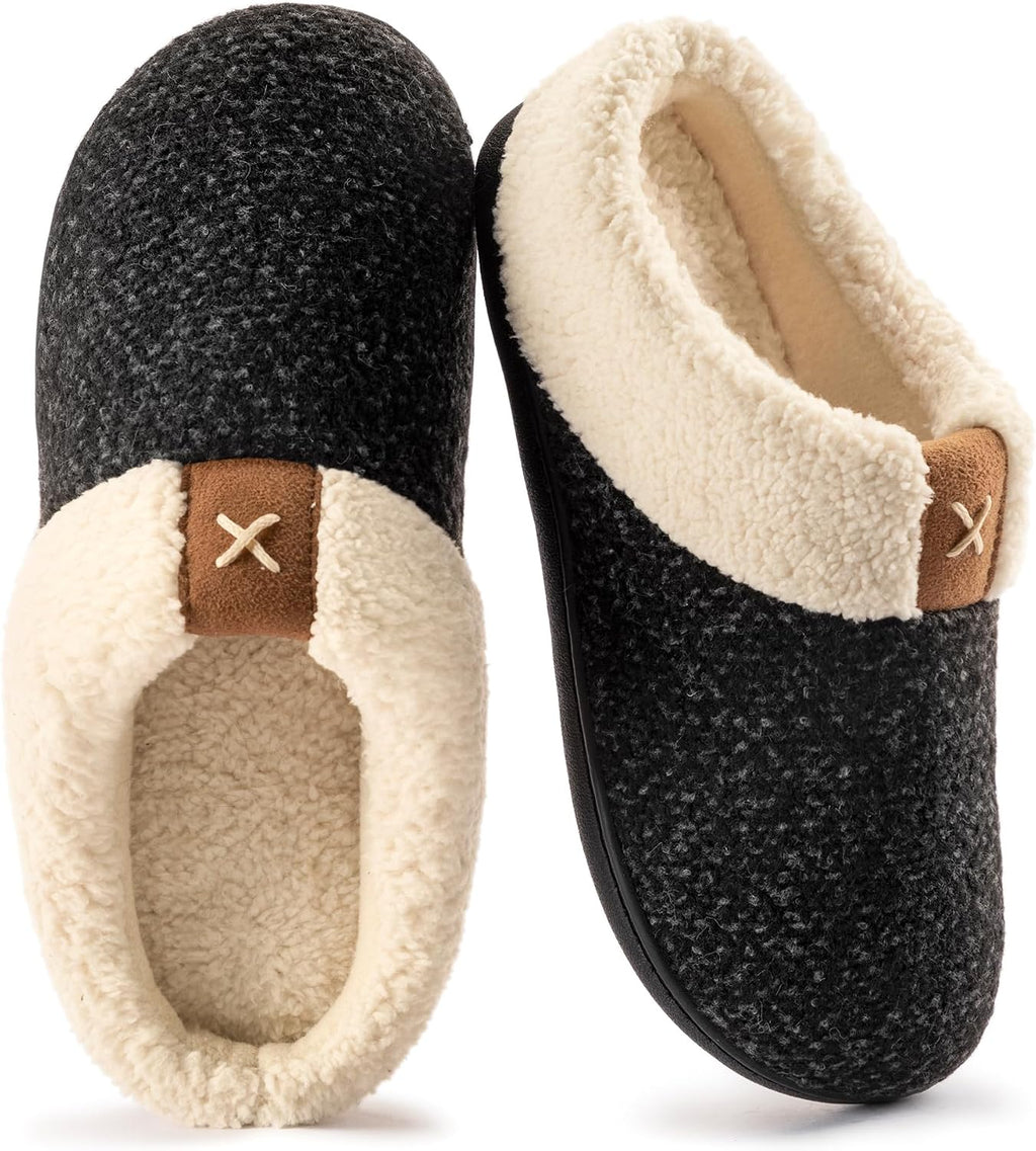 Women's Fleece Lined Indoor Outdoor Slippers - Multi Layer Memory Foam Cushion and Durable Non Slip Sole - 8