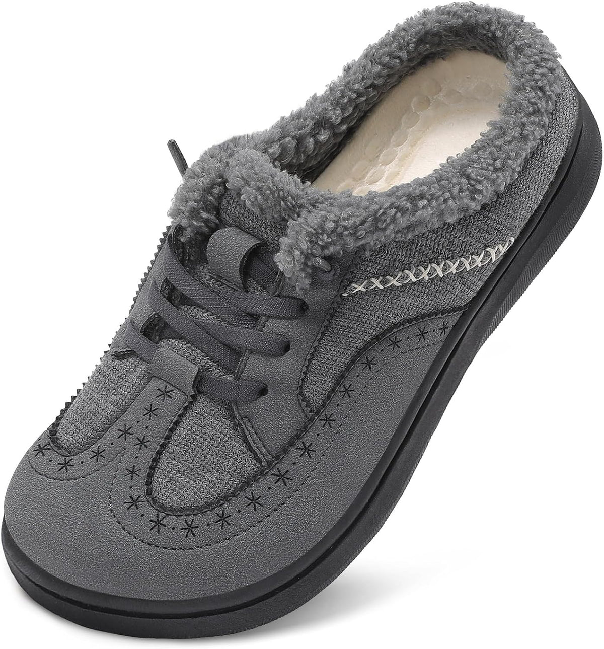 Women's Wide Fit Slipper Mules in Classic Gray