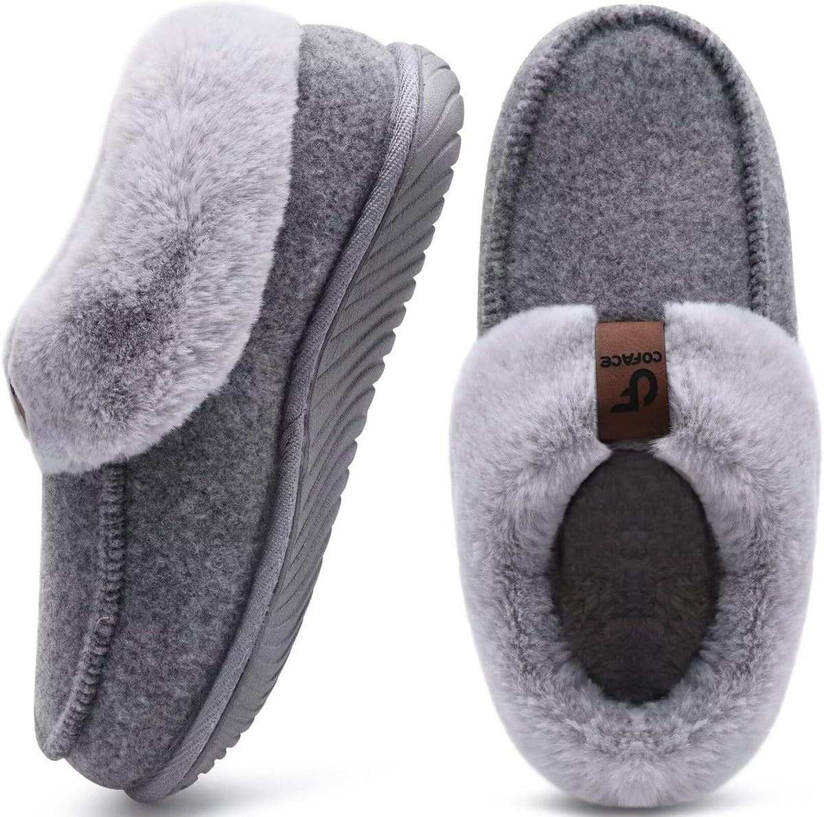 Women's Moccasin House Slippers in Grey