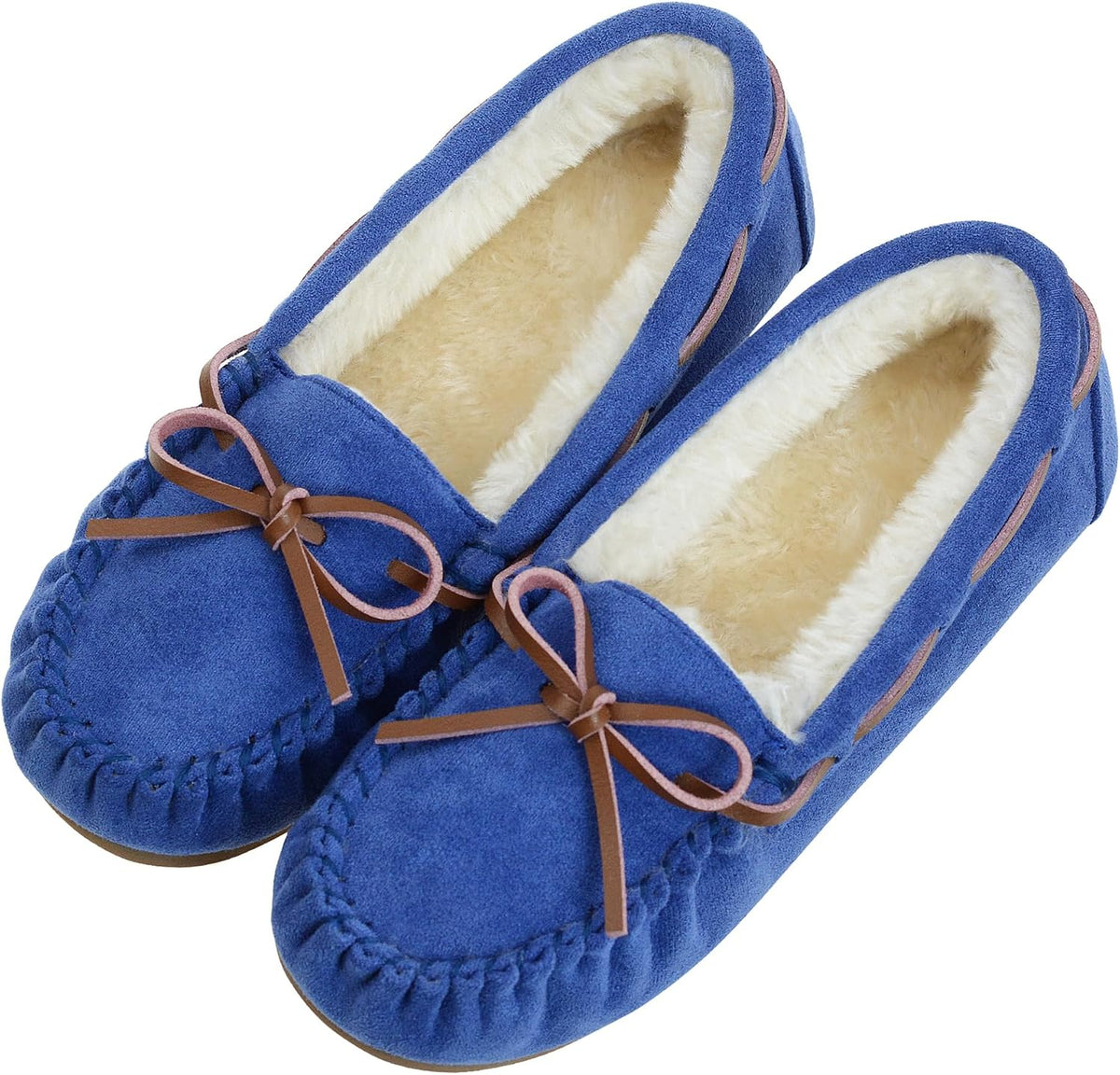 Women's Micro Suede Moccasin Slippers in Blue