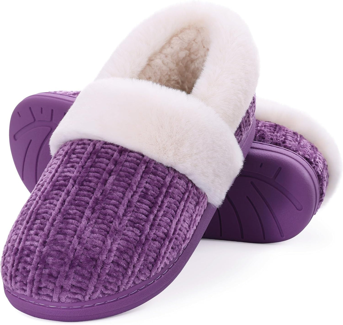 Women's Knit Closed Back Slippers in Purple